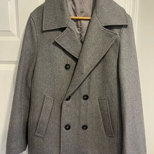 Men’s Calvin Klein Pea Coat Wool Blend Grey